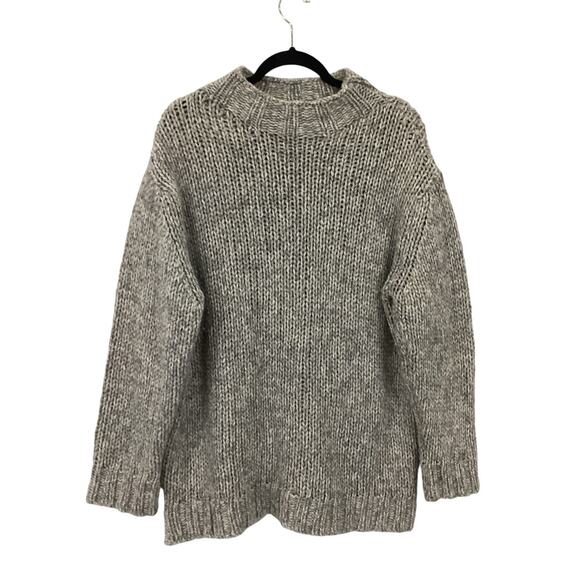 Jenni Kayne Moritz Mockneck Pullover Sweater Grey Marl Wool Blend Large Sold Out - Picture 4 of 13